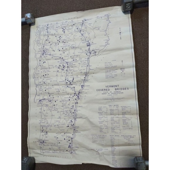 Map Vermont covered bridges State Of Vermont Agency Of Transportation 1988 map - Picture 1 of 13